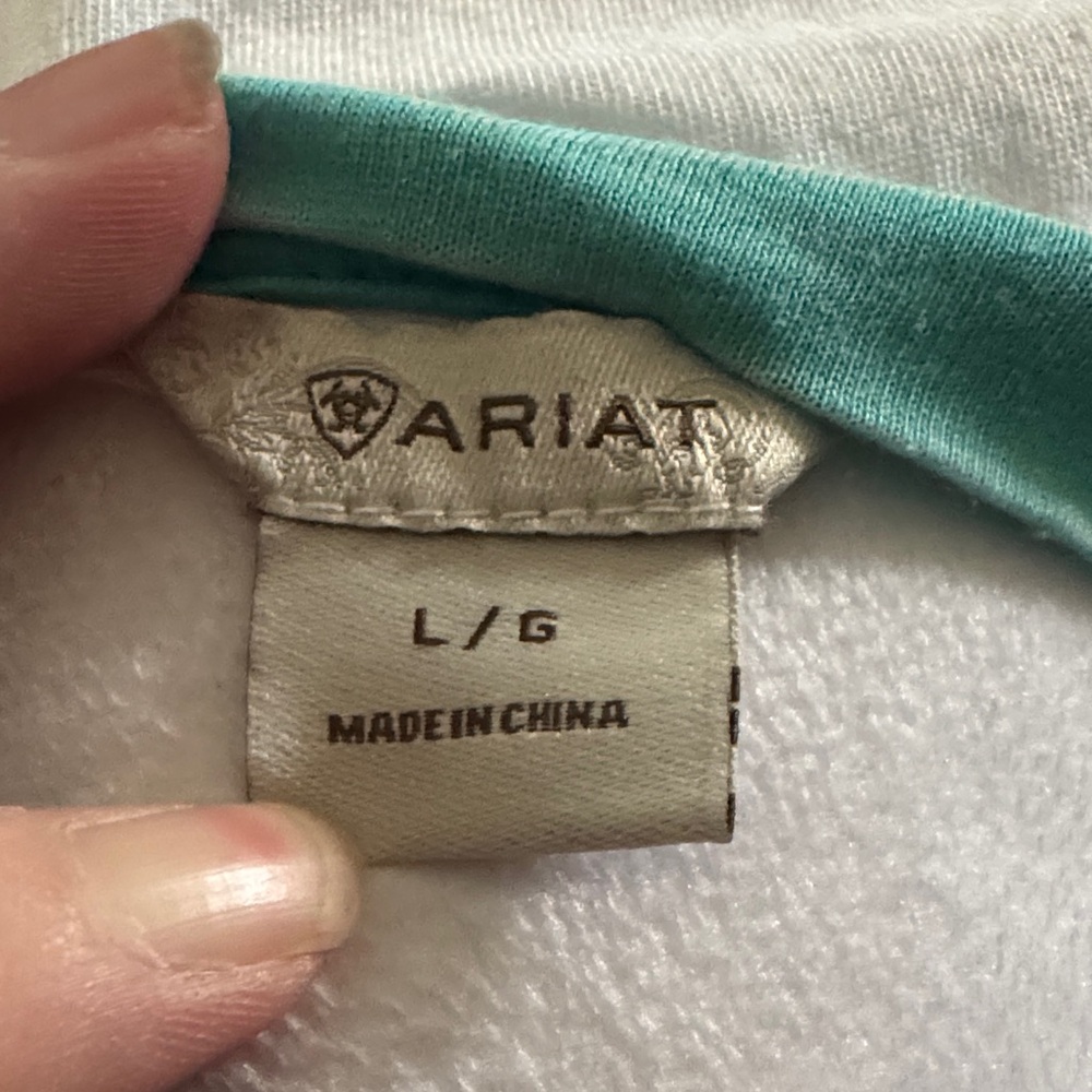 Ariat Teal And White Wild Bronc Jersey View 2